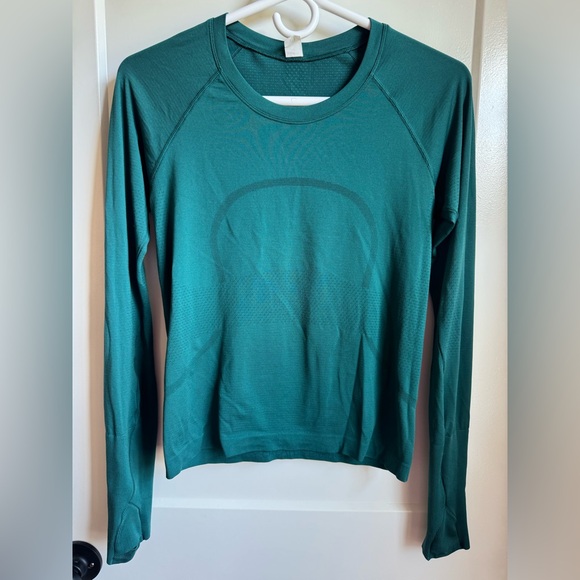 lululemon athletica swiftly tech long sleeve shirt 2.0, hip length, size 6, teal - Picture 1 of 4